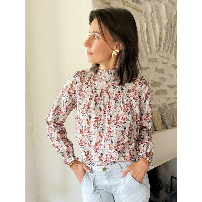 Women's Margaret Blouse, Nude Flowers - Blouses - 3