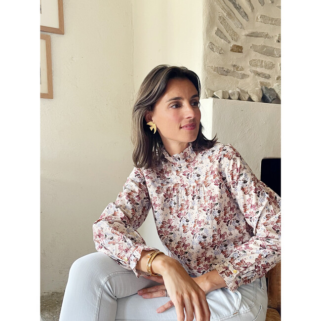 Women's Margaret Blouse, Nude Flowers - Blouses - 5