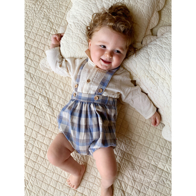 Lazare Playsuit, Beige Plaid