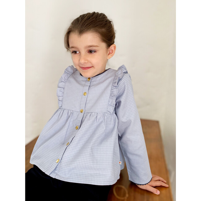 Alphee Blouse, Blue Squares - Blouses - 5