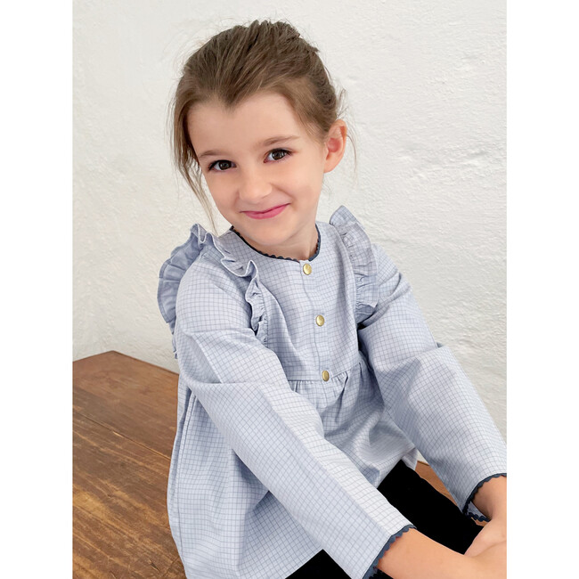 Alphee Blouse, Blue Squares - Blouses - 6