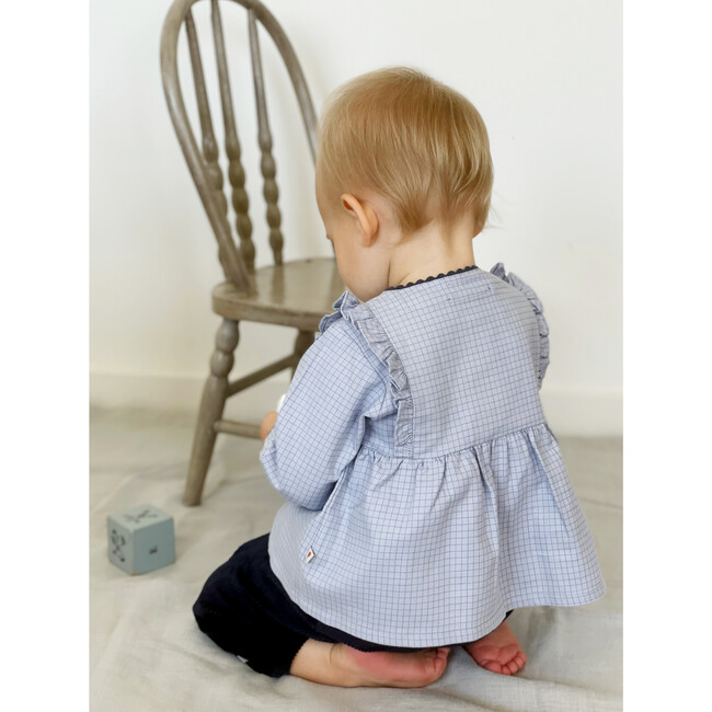Alphee Blouse, Blue Squares - Blouses - 8