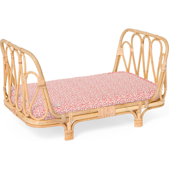 Rattan Doll Day Bed, Coral Leaves