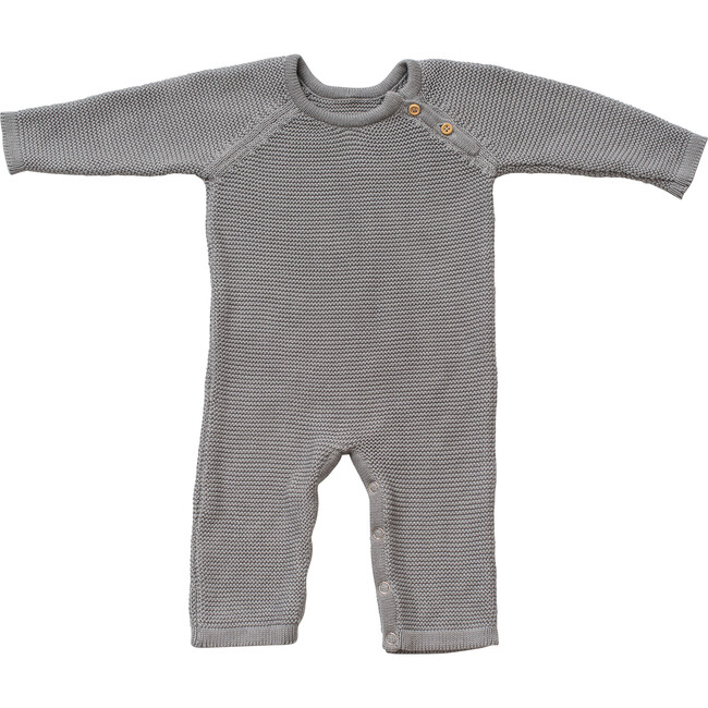 Organic Cotton Classic Knit Baby Romper, Gray - Onesies - 1