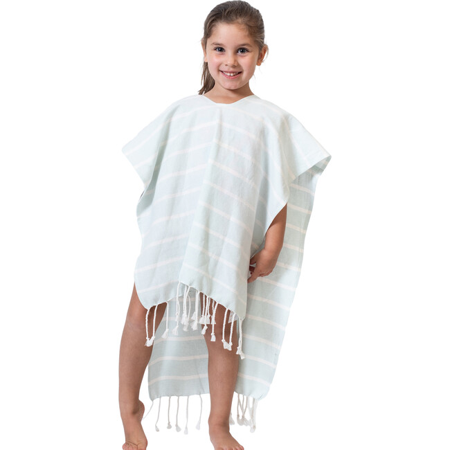 Bondi Organic Cotton Kids Poncho, Seaside Blue - Cover-Ups - 2