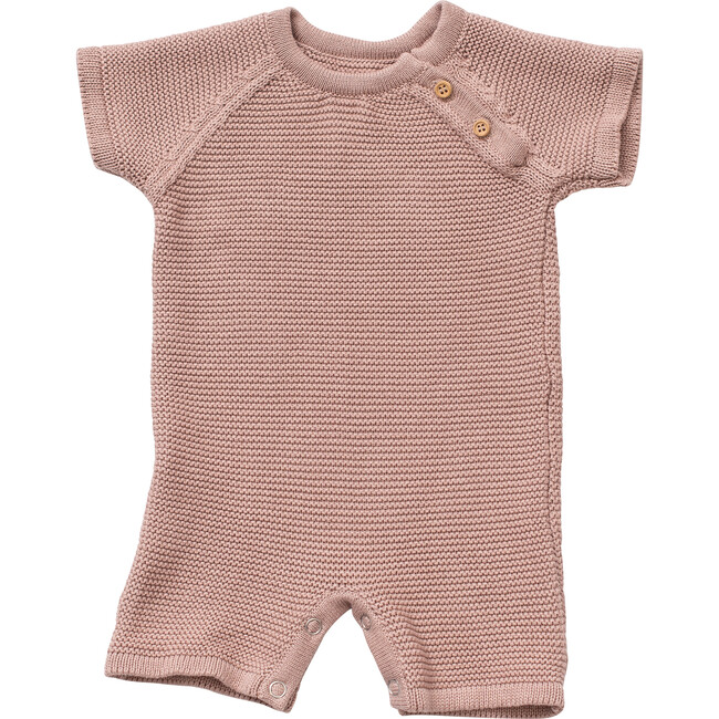 Organic Cotton Classic Knit Short Baby Romper, Blush