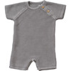 Organic Cotton Classic Knit Short Baby Romper, Gray - Rompers - 1 - thumbnail