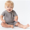 Organic Cotton Classic Knit Short Baby Romper, Gray - Rompers - 2 - thumbnail