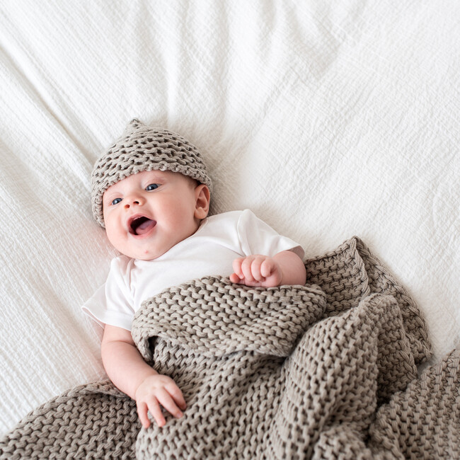 Organic Cotton Comfy Knit Baby Blanket, Grey - Blankets - 2