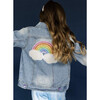 Happy Rainbow Denim Jacket, Blue - Jackets - 3 - thumbnail