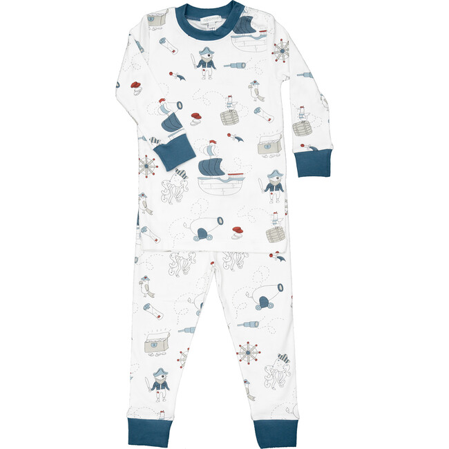 Two Piece Pirate PJs, White - Pajamas - 1