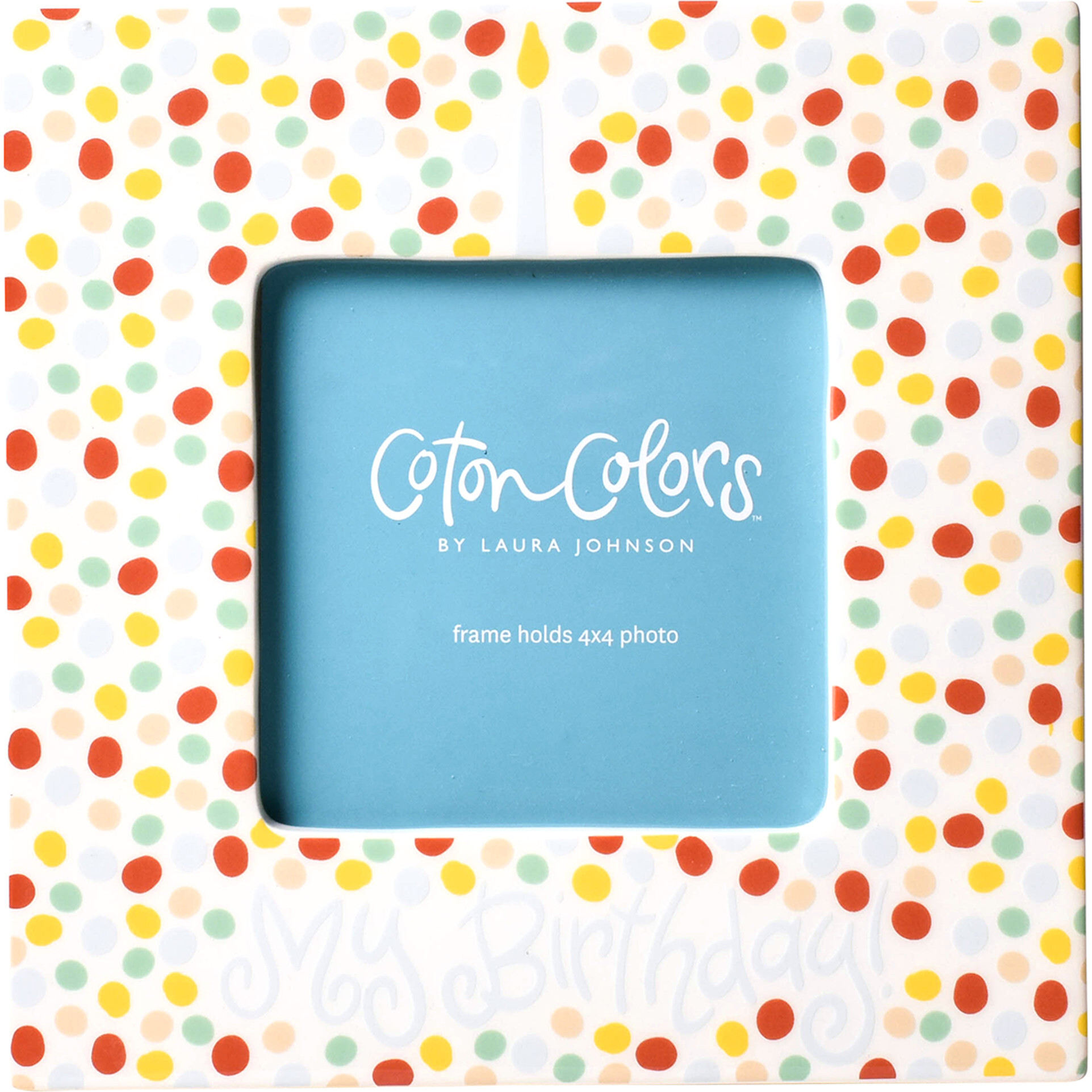 Small Dot Birthday Square Frame, Blue - Frames - 1