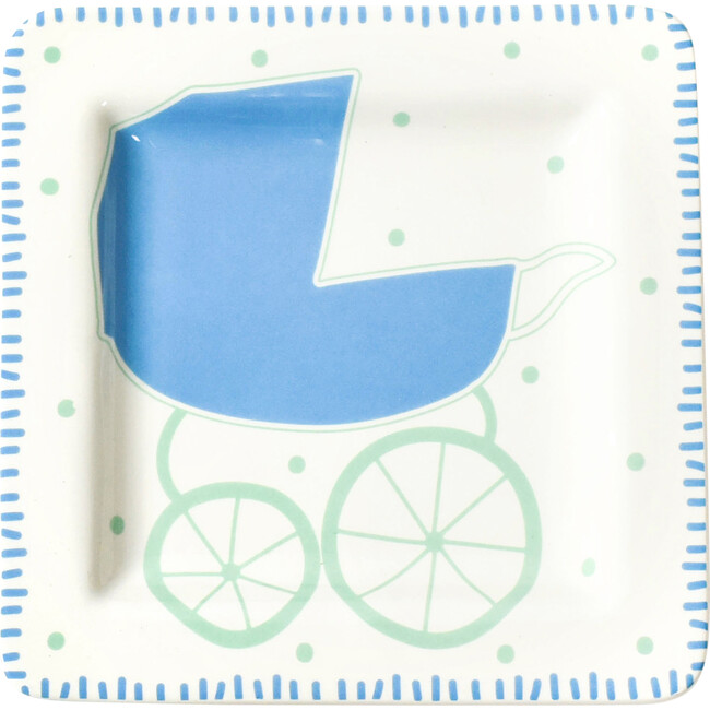 Baby Carriage Square Plate, Boy