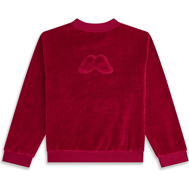 Velour Angel Wing Sweatshirt, Burgundy - Sweatshirts - 1