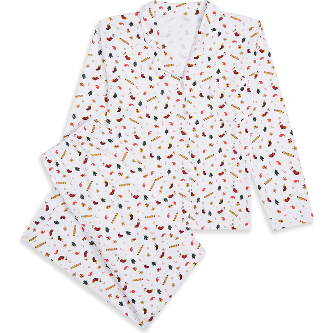 Adult Christmas Print Pyjama, Burgundy - Pajamas - 1