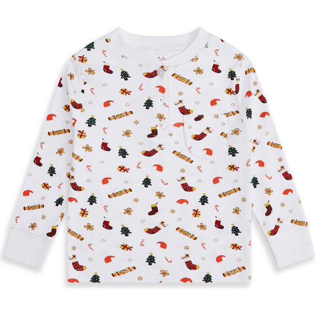 Christmas Print Pyjama, Burgundy - Pajamas - 3