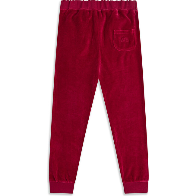 Velour Angel Wing Joggers, Burgundy - Sweatpants - 3