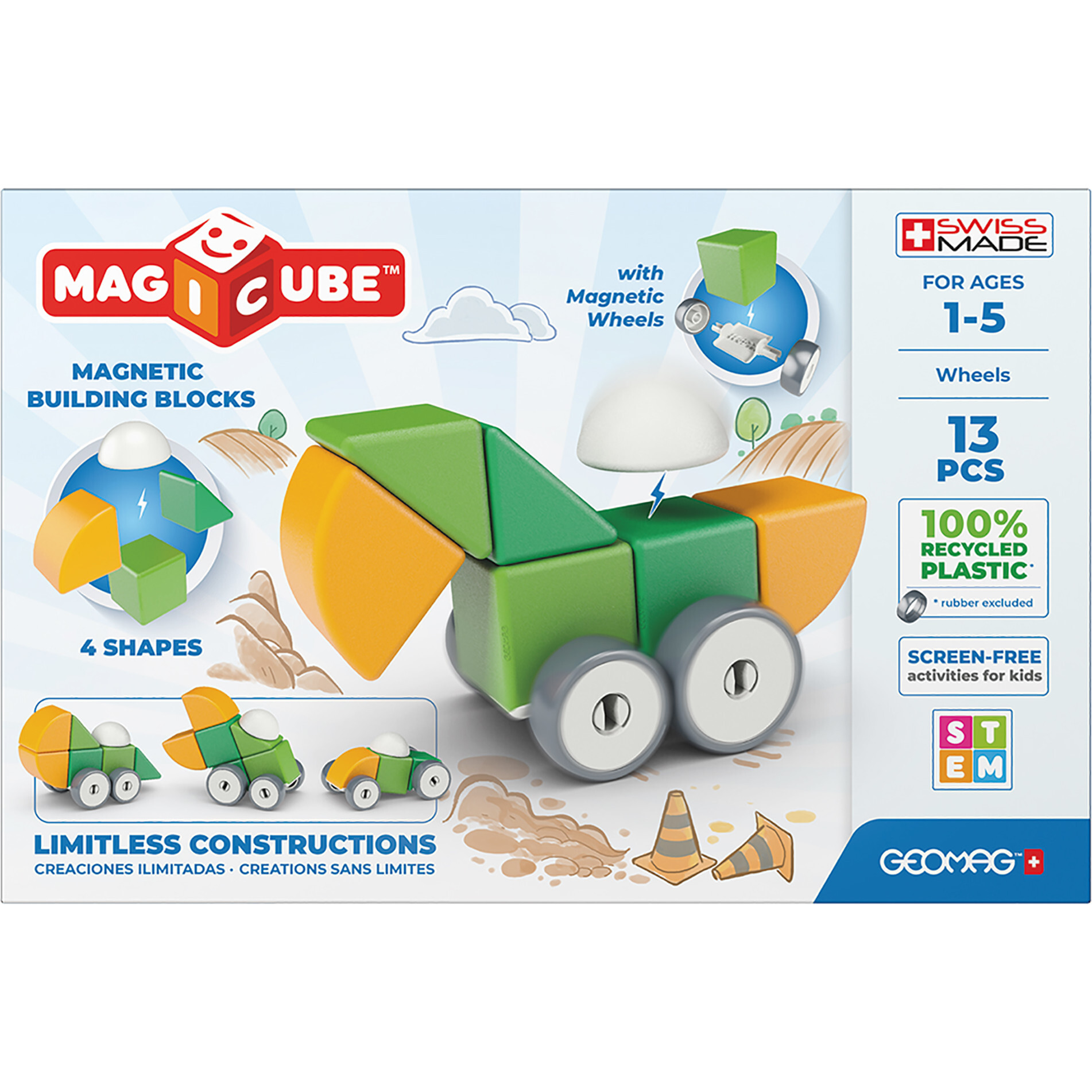 Magicubes Shapes Recycled, 13 Pieces - STEM Toys - 1