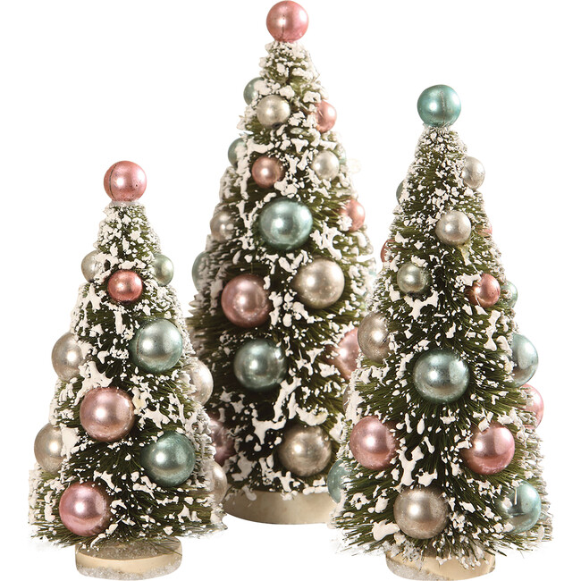 Pastel Bottle Brush Trees, Set of 3 - Accents - 1