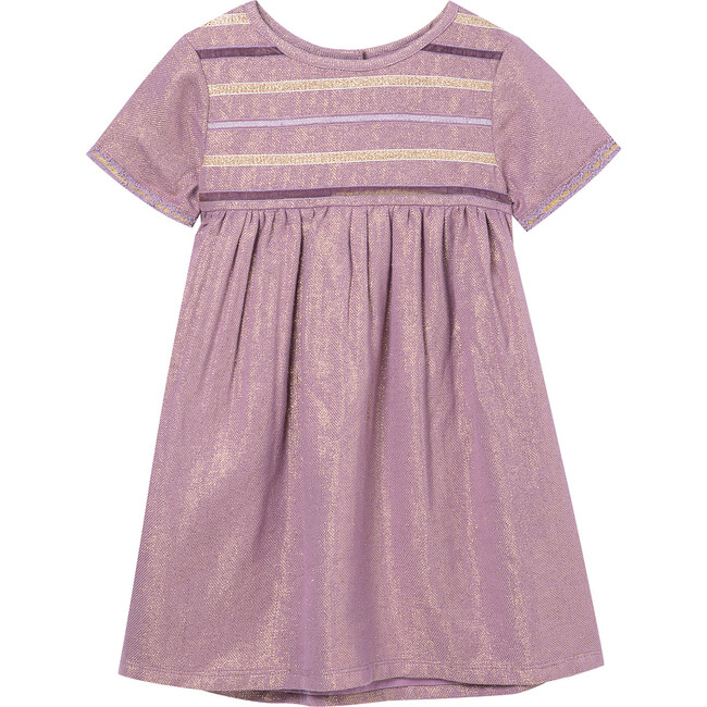 Metallic Dress With Taping, Lilac - Dresses - 1 - zoom