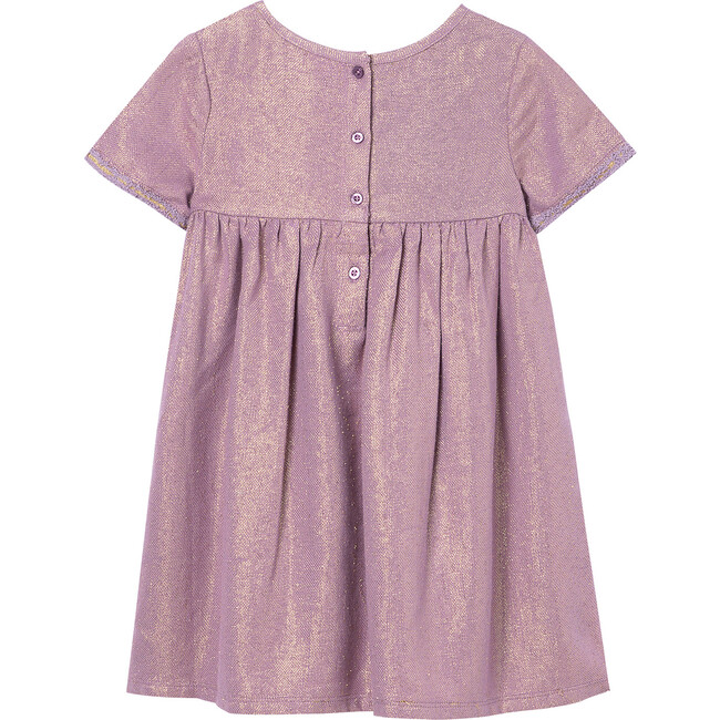 Metallic Dress With Taping, Lilac - Dresses - 2