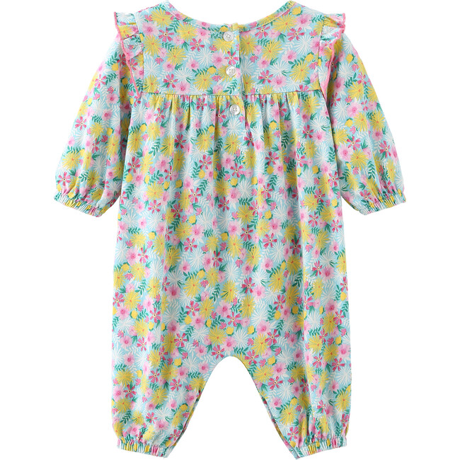 Smocked Floral Coverall, Print