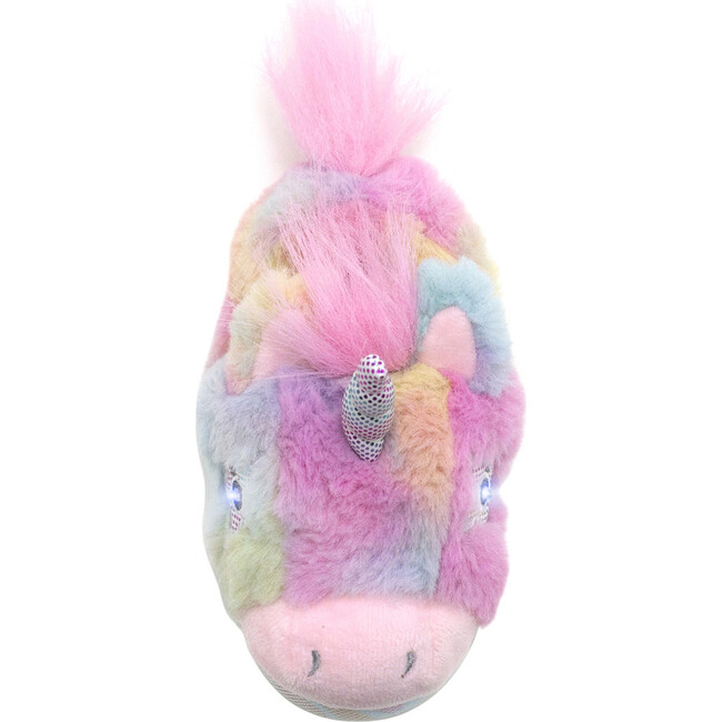 Lara Faux Fur Unicorn Slippers, Pastel Rainbow - Slippers - 6