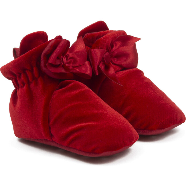 Holiday Bow Snap Booties, Red - Booties - 1