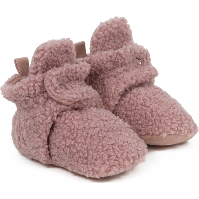 Sherpa Snap Booties, Soft Pink