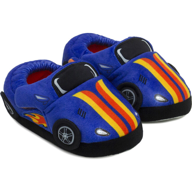 Race Car Slippers, Blue - Slippers - 1