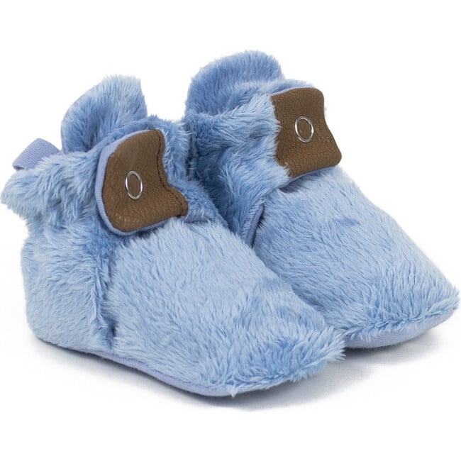 Miles Faux Fur Snap Booties, Blue