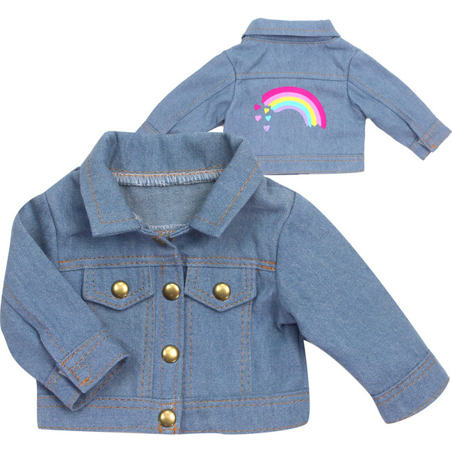 18" Doll Rainbow Jean Jacket, Indigo Blue