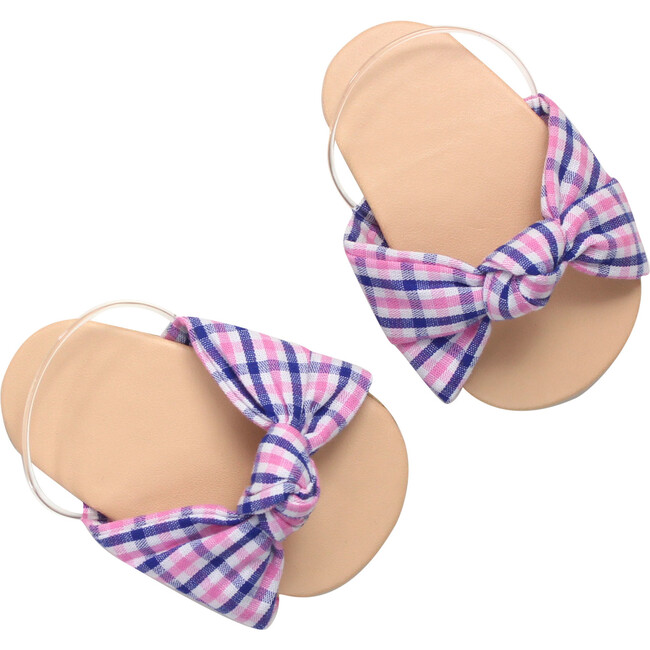 18" Doll Plaid Knotted Sandal, Pink - Doll Accessories - 1