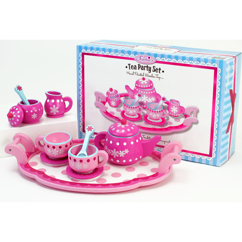 Wooden Tea Set, Pink Sophia's by Teamson Kids Dolls Doll