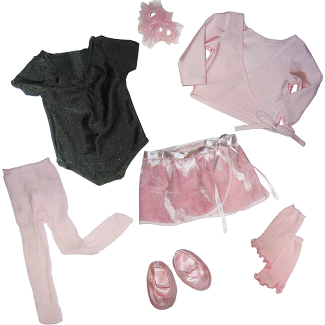 18" Doll Ballet Leotard Set + Ballet Sweater Set, Light Pink
