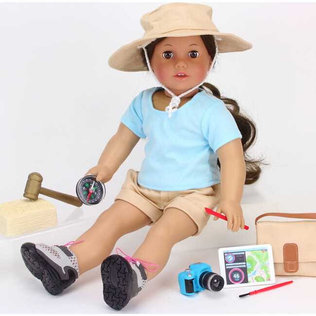 18" Doll 10 pc Smithsonian Paleontologist Set, Tan - Doll Accessories - 2