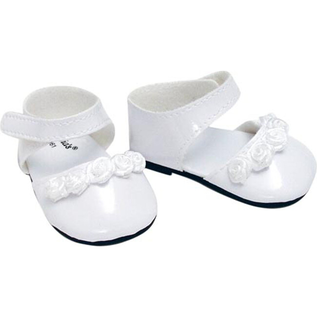 18" Doll Ankle Strap Dress Shoes, White