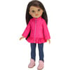 14.5" Doll, Hot Pink Puffy Coat, Blue Jeggings & Pink Suede Boots - Doll Accessories - 1 - thumbnail