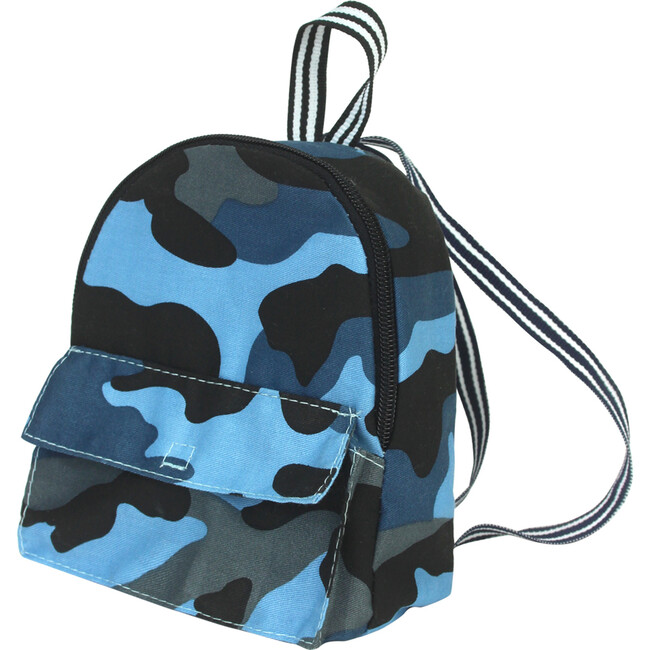 18" Doll Camouflage Nylon Backpack, Blue - Doll Accessories - 1