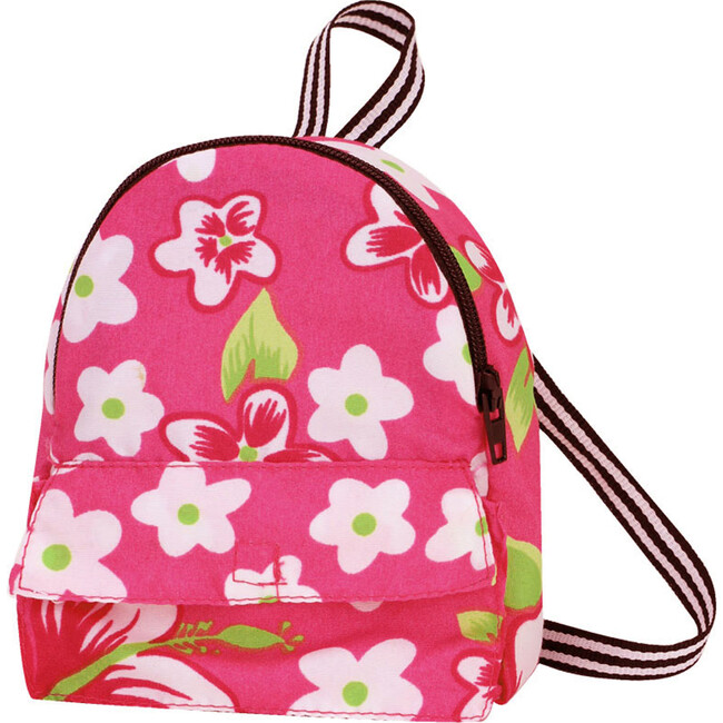 18" Doll Flower Print Backpack, Hot Pink