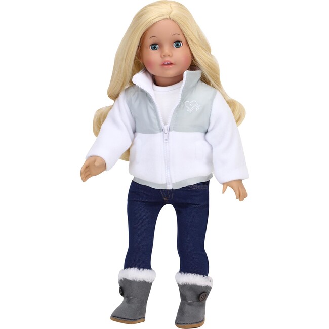 18" Doll Nylon/Fleece Jacket, White - Doll Accessories - 2