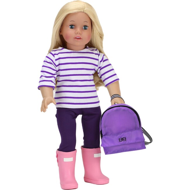 18" Doll Purple Nylon Backpack - Doll Accessories - 3
