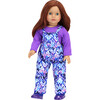 18" Doll Ikat Print Bib Snow Overalls, Purple T, Navy Fleece Hat & Boots Set, Blue - Doll Accessories - 3