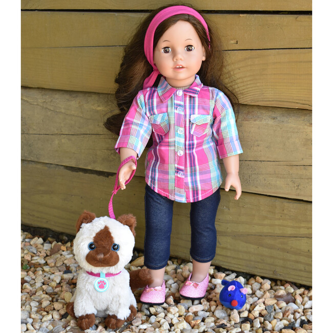 18" Doll, Tan Plush Kitten & Accessories Set, Brown - Doll Accessories - 3