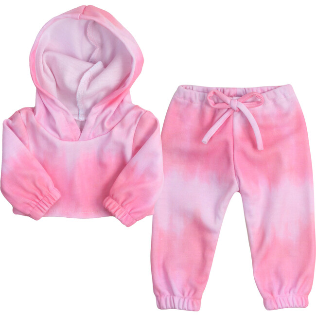 18" Doll, Pink Tie Dye Hoodie & Sweatpants, Pink