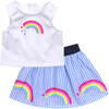 18" Doll Rainbow Stripe Skirt & Tank, White - Doll Accessories - 1 - thumbnail