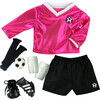 18" Doll Soccer Outfit, Ball, Socks, Cleats & Shin Guards, Fuchsia/Black - Doll Accessories - 1 - thumbnail