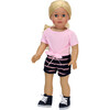 18" Doll Textured Stripe Shorts & Pink Front Tie T - Doll Accessories - 2