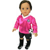 18" Doll Soccer Outfit, Ball, Socks, Cleats & Shin Guards, Fuchsia/Black - Doll Accessories - 2