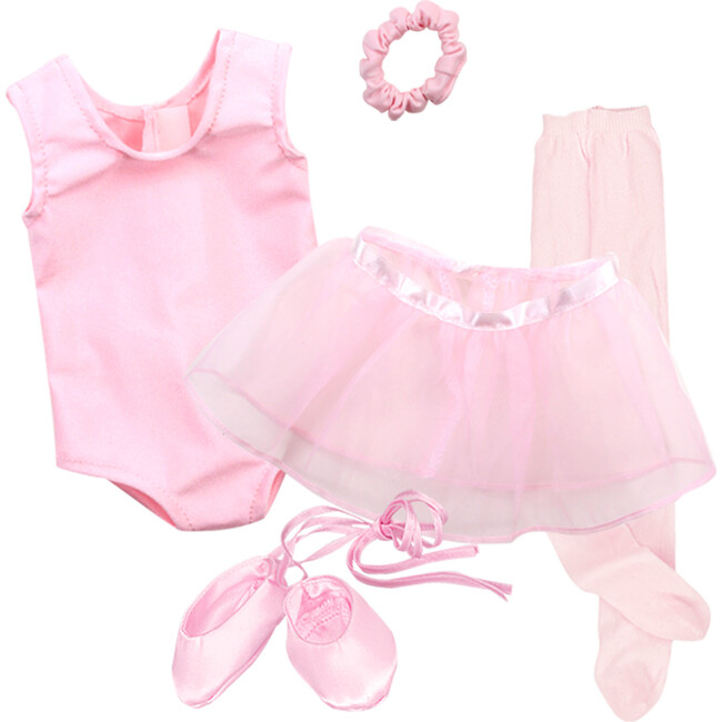18" Doll Ballet Leotard, Skirt, Tights, Slippers & Hair Scrunchie, Light Pink